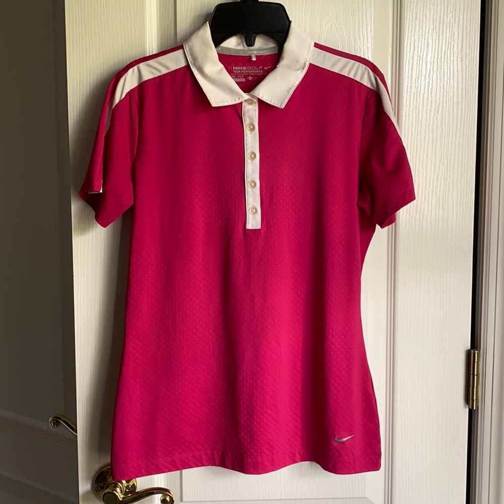 👉FINAL Nike Golf women’s fuchsia/white polo size Small